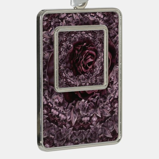 Roos Mandala Verzilverd Omlijst Ornament (Rechts)