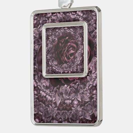 Roos Mandala Verzilverd Omlijst Ornament (Links)