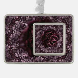 Roos Mandala Verzilverd Omlijst Ornament