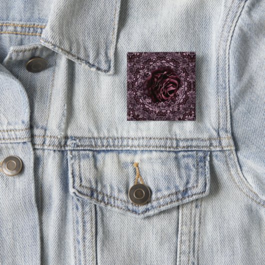 Roos Mandala Vierkante Button 5,1 Cm (In situ)