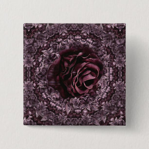 Roos Mandala  Vierkante Button 5,1 Cm