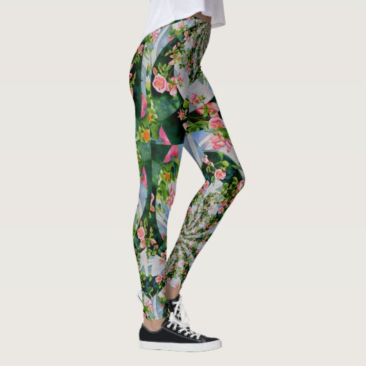 Roos mandala Waterverf schilderij makreel Leggings (Rechts)