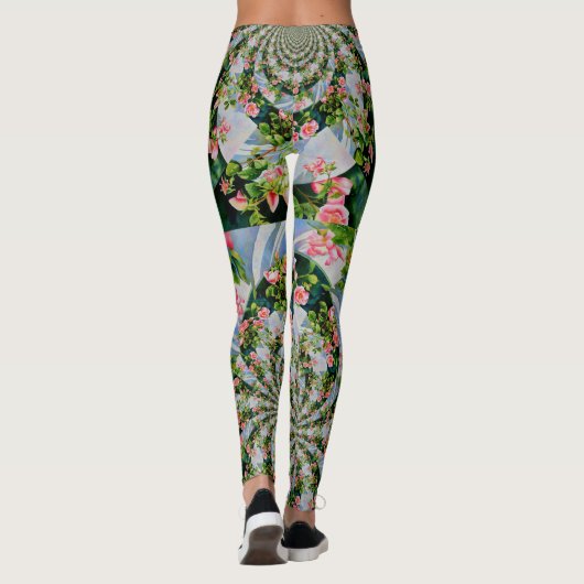 Roos mandala Waterverf schilderij makreel Leggings (Achterkant)