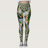 Roos mandala Waterverf schilderij makreel Leggings (Voorkant)