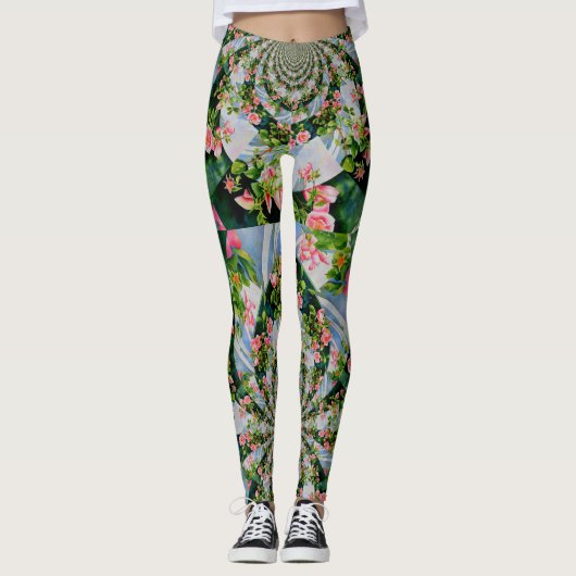 Roos mandala Waterverf schilderij makreel Leggings (Voorkant)