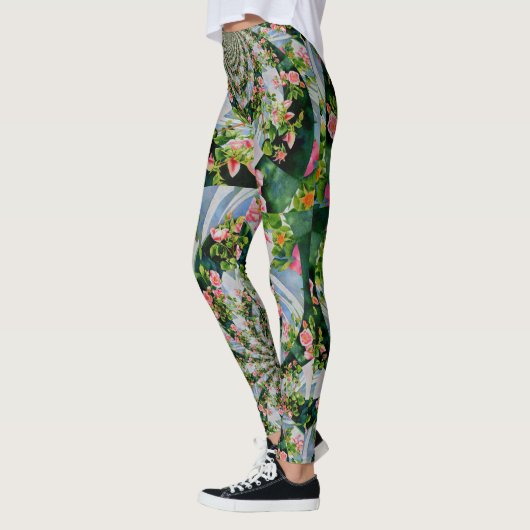 Roos mandala Waterverf schilderij makreel Leggings (Links)