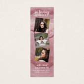 Roos Marble 3 Foto geem Funeral Prayer Bladwijzer Mini Visitekaartjes (Voorkant)