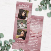 Roos Marble 3 Foto geem Funeral Prayer Bladwijzer Mini Visitekaartjes