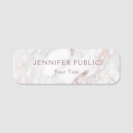 Roos Marble Elegant Moderne Sjabloon Professional Naamplaatje (Voorkant)