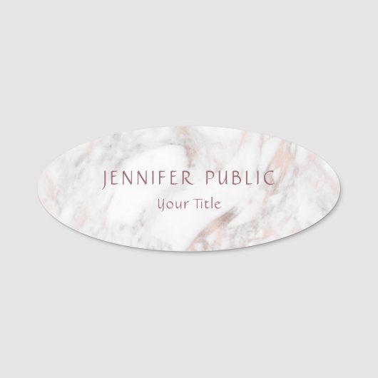 Roos Marble Elegant Moderne Sjabloon Professional Naamplaatje (Voorkant)