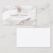 Roos Marble Modern Sjabloon Elegant Monogrammed Visitekaartje (Voorkant / Achterkant)