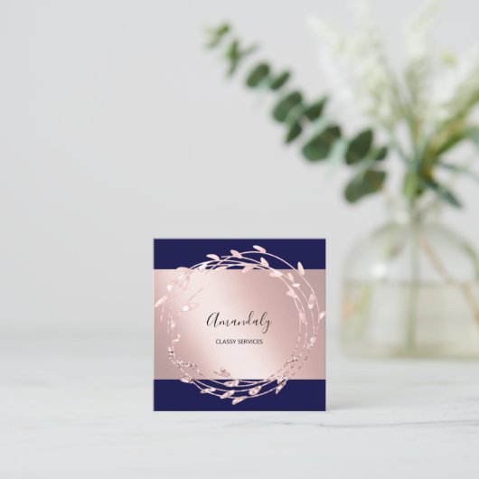 Roos marine met Elegant Event Planner Vierkante Visitekaartje (Staand voorkant)