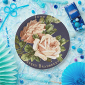 Roos marinesblauw Papieren Bordje (Feest)