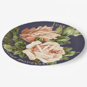 Roos marinesblauw Papieren Bordje (Gekanteld)