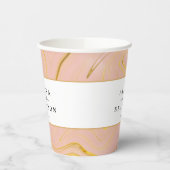 Roos marmer Agate Glitter Names Weddenschap Paper  Papieren Bekers (Links)