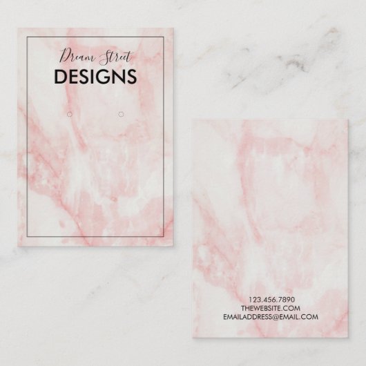 Roos marmer Earring Display Kaart Visitekaartje (Voorkant / Achterkant)