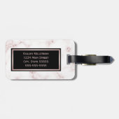 Roos Marmer Roos Gold Monogrammen Naam Bagagelabel (Achterkant horizontaal)