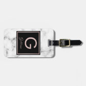 Roos Marmer Roos Gold Monogrammen Naam Bagagelabel (Voorkant horizontaal)