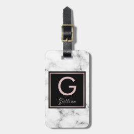 Roos Marmer Roos Gold Monogrammen Naam Bagagelabel
