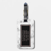 Roos Marmer Roos Gold Monogrammen Naam Bagagelabel (Achterkant verticaal)