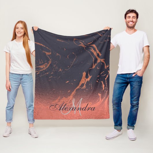 Roos Marmeren Textuur Fleece Deken (In situ)