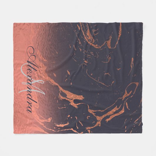 Roos Marmeren Textuur Fleece Deken (Voorkant (Horizontaal))