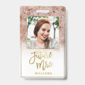 Roos Marmeren Toekomst Mevrouw Gold Bride Bachelor Badge (Achterkant)