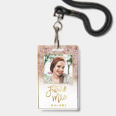 Roos Marmeren Toekomst Mevrouw Gold Bride Bachelor Badge (Achterkant met koord)