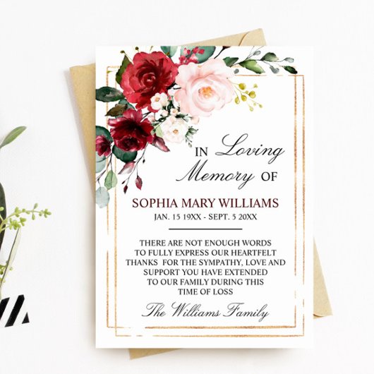 Roos Marsala Bedankkaart