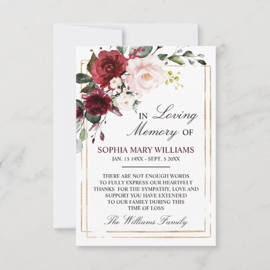 Roos Marsala Bedankkaart (Voorkant)