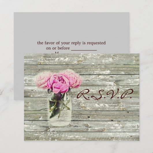 roos mason jar bruiloft rsvp uitnodiging briefkaart (Voorkant / Achterkant)