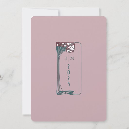 Roos Mauve Maroon Rode Sage Bruiloft Kaart (Achterkant)