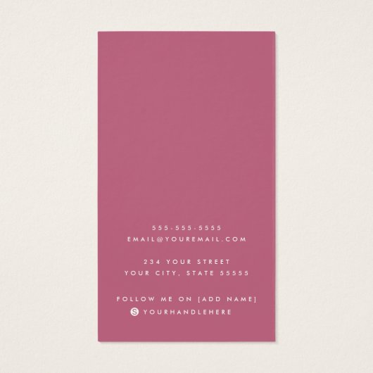 Roos Mauve Toevoegen logo Oorbel Display Card Visitekaartje (Achterkant)