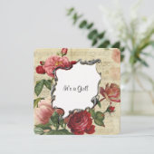 Roos Meisje Baby shower Kaart (Staand voorkant)