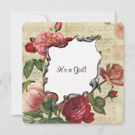 Roos Meisje Baby shower Kaart (Voorkant)