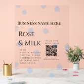 Roos melk handgemaakte zeep bedrijf QR code toevoe Acryl Bord (Huwelijk)