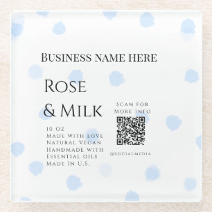 Roos melk handgemaakte zeep bedrijf QR code toevoe Glazen Onderzetter