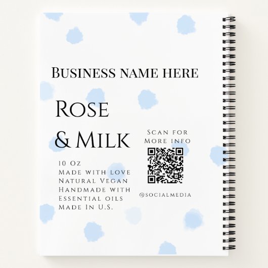 Roos melk handgemaakte zeep bedrijf QR code toevoe Notitieboek (Achterkant)