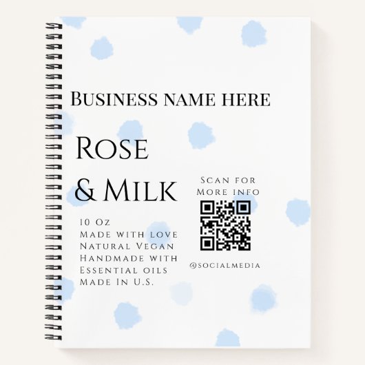 Roos melk handgemaakte zeep bedrijf QR code toevoe Notitieboek (Voorkant)