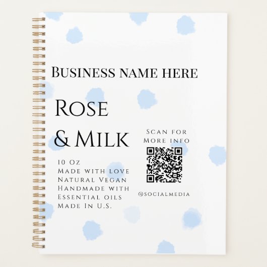 Roos melk handgemaakte zeep bedrijf QR code toevoe Planner (Voorkant)