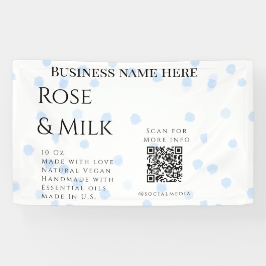 Roos melk handgemaakte zeep bedrijf QR code toevoe Spandoek (Horizontaal)