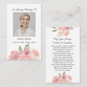 Roos Memorial Foto Begrafenisgebed Kaart Visitekaartje