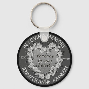 Roos Memorial Heart in Black en White Sleutelhanger
