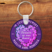 Roos Memorial Heart in Paars en roze Sleutelhanger (Voorkant)