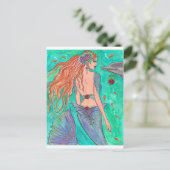 Roos Mermaid "The Gift" Dolphin Fantasy Art! Briefkaart (Staand voorkant)