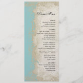 Roos met barokke stijl Aqua Blue in Cream Lace Menu (Achterkant)