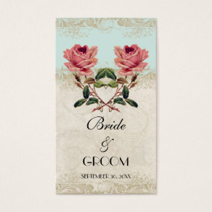 Roos met barokke stijl Aqua Favor Gift-Labels Visitekaartje