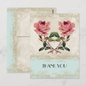 Roos met barokke stijl Aqua n Cream Lace Briefkaart (Voorkant / Achterkant)