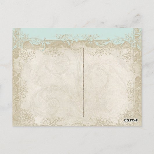  Roos met barokke stijl Aqua n Cream Lace Briefkaart (Achterkant)