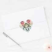  Roos met barokke stijl Aqua n Cream Lace Hart Sticker (Envelop)